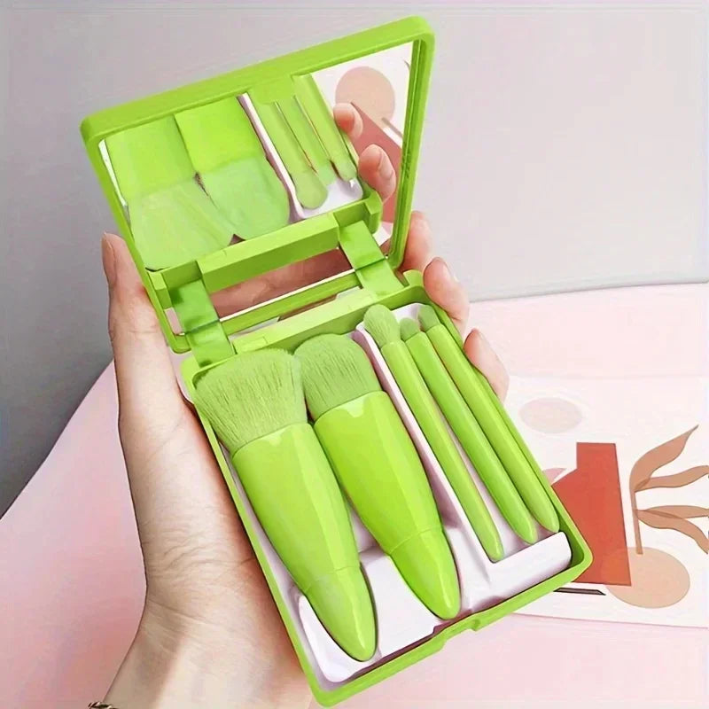 Kit de brochas de maquillaje rosa de 5 piezas |   Juego Completo de Cepillos de Pelo Sintético Profesionales y Suaves |   Almacenamiento y Transporte Sencillos