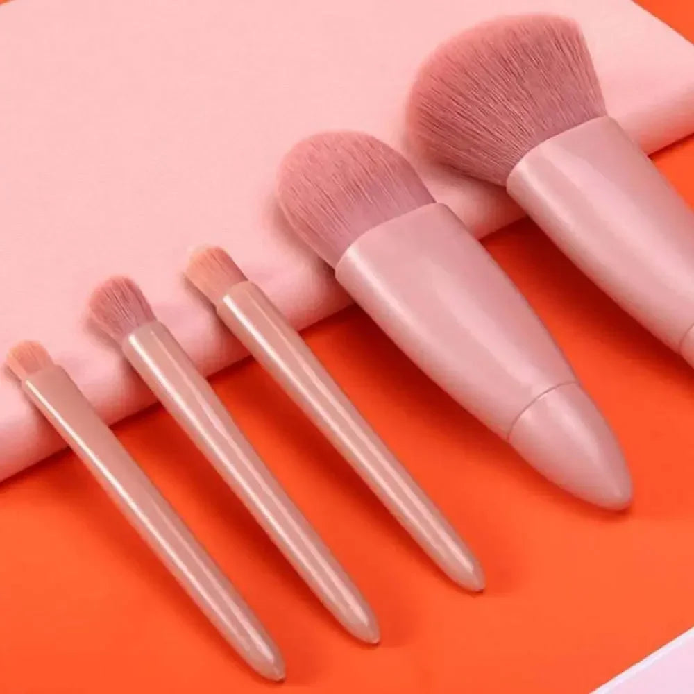 Kit de brochas de maquillaje rosa de 5 piezas |   Juego Completo de Cepillos de Pelo Sintético Profesionales y Suaves |   Almacenamiento y Transporte Sencillos