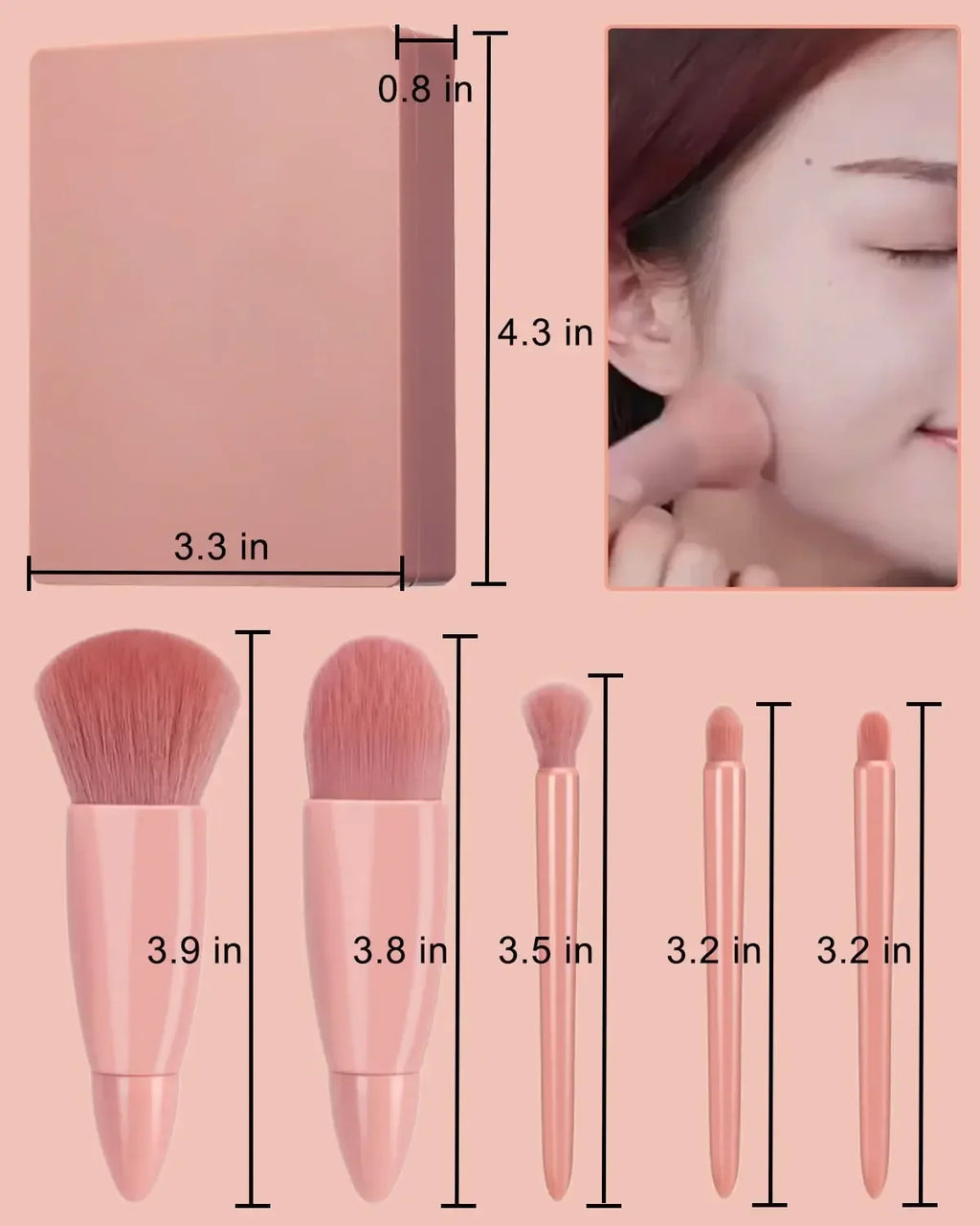 Kit de brochas de maquillaje rosa de 5 piezas |   Juego Completo de Cepillos de Pelo Sintético Profesionales y Suaves |   Almacenamiento y Transporte Sencillos