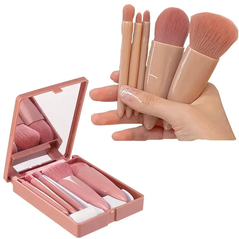 Kit de brochas de maquillaje rosa de 5 piezas |   Juego Completo de Cepillos de Pelo Sintético Profesionales y Suaves |   Almacenamiento y Transporte Sencillos