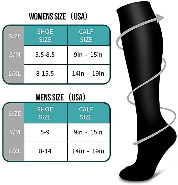 1 par de calcetines de compresión calcetines deportivos medias de enfermería médica previenen las venas varicosas calcetines embarazo enfermería atlético fútbol SOX