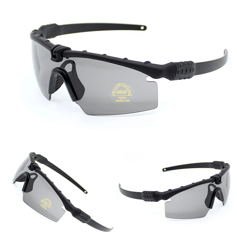 Gafas Tácticas para Exteriores con Protección UV400, Gafas de Seguridad para Tiro con Pistola de Aire, Gafas de Sol Deportivas Polarizadas para Caza
