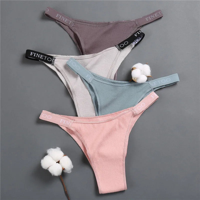 5 unids/set de lencería Sexy para mujer, bragas de algodón con letras Finetoo, calzoncillos femeninos de cintura baja, ropa interior cómoda, ropa interior íntima para mujer