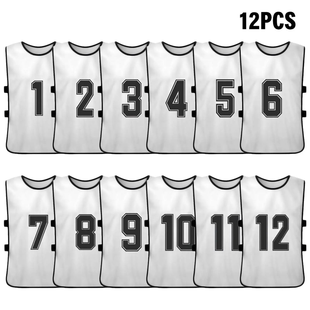 Pinnies de fútbol para adultos, camisetas de secado rápido, equipo deportivo de entrenamiento, Baberos numerados, chaleco deportivo de práctica, 6/12 piezas