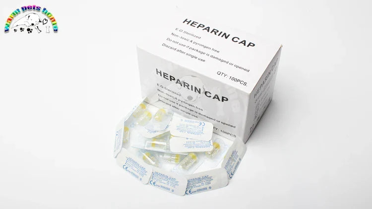 100 Uds. Gorro Heparin estéril IV cánula gorros Heparin para animales de compañía perro gato suministros veterinarios