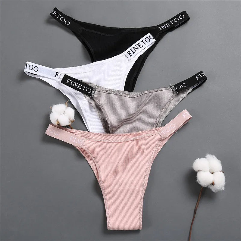 5 unids/set de lencería Sexy para mujer, bragas de algodón con letras Finetoo, calzoncillos femeninos de cintura baja, ropa interior cómoda, ropa interior íntima para mujer