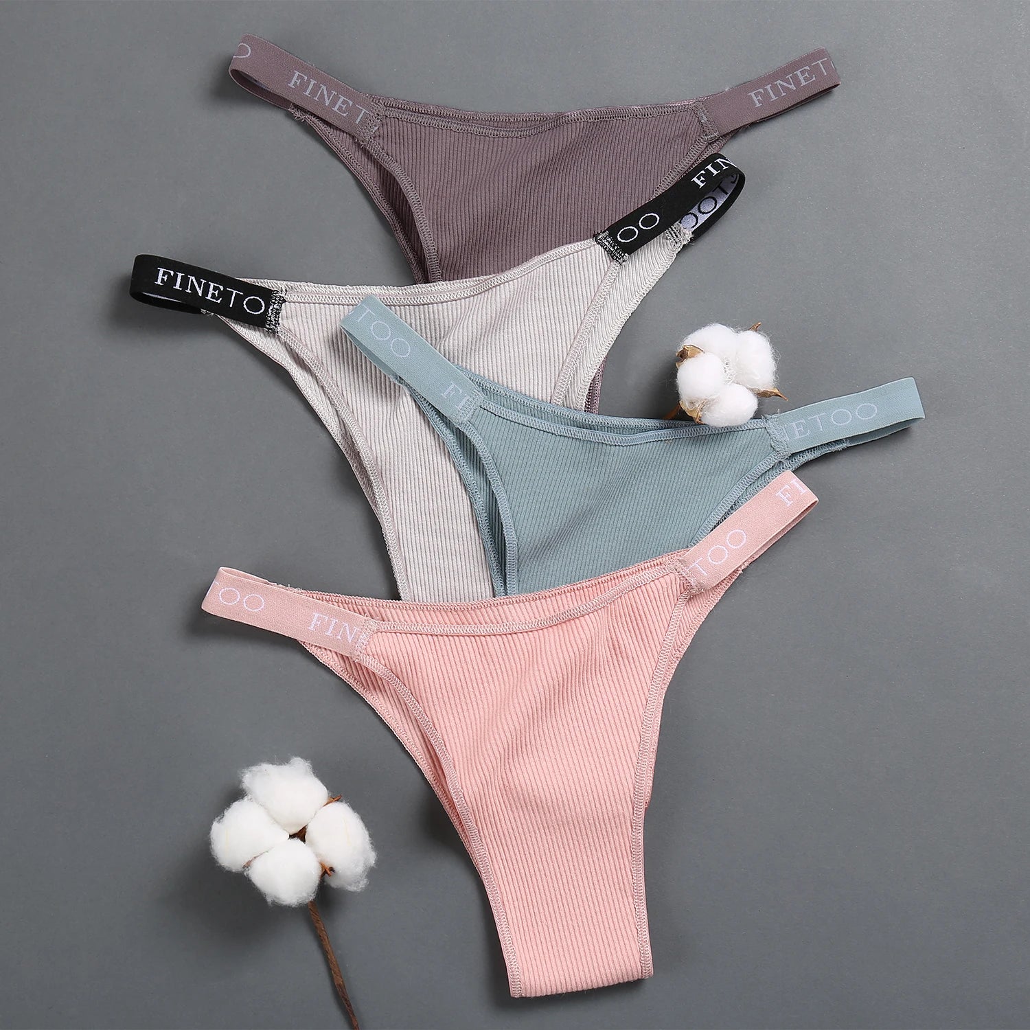 5 unids/set de lencería Sexy para mujer, bragas de algodón con letras Finetoo, calzoncillos femeninos de cintura baja, ropa interior cómoda, ropa interior íntima para mujer