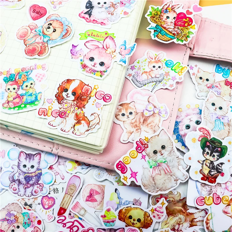 Pegatinas de dibujos animados de perro para manualidades, pegatinas de decoración de diario, álbum de recortes, suministros bonitos de papelería, 40 piezas
