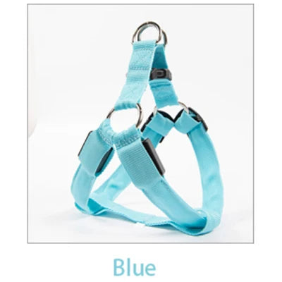 Arnés de seguridad de nailon para mascotas, accesorios para perros, arnés con luz intermitente, arnés LED para perros, correa, cinturón, collar LED para perros, chaleco, suministros para mascotas