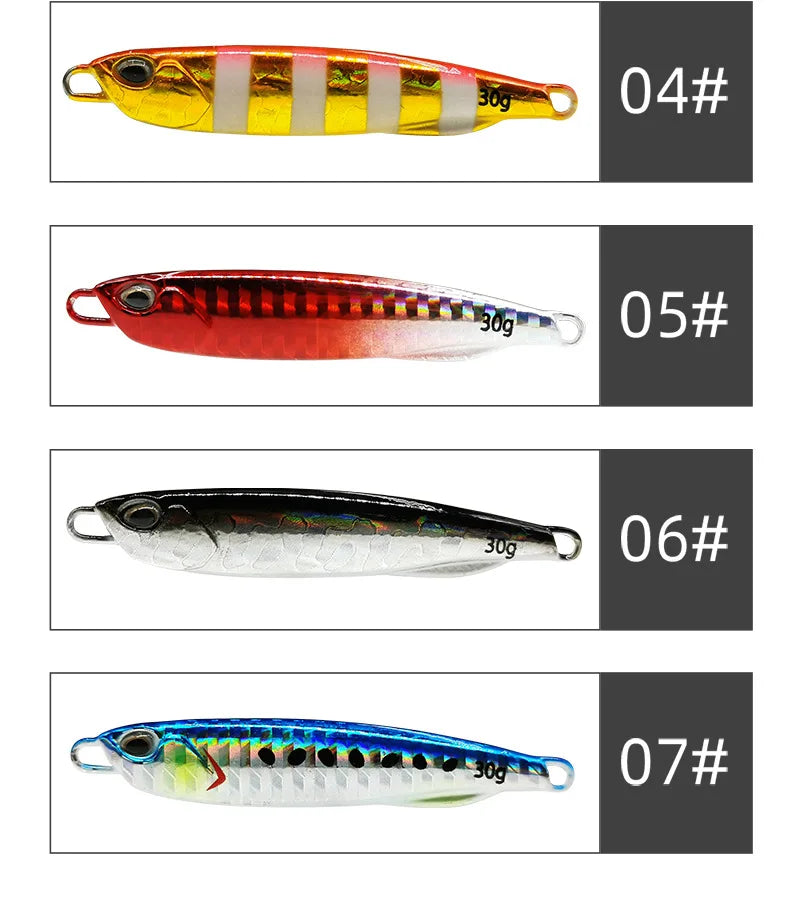 Jigging-señuelo de pesca de lubina Artificial, anzuelo de Metal fundido 2021 Japen, 10/15/20/30/40/50g, fundición a tierra