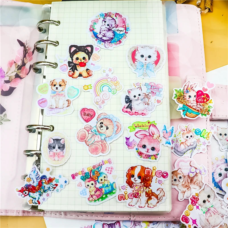 Pegatinas de dibujos animados de perro para manualidades, pegatinas de decoración de diario, álbum de recortes, suministros bonitos de papelería, 40 piezas
