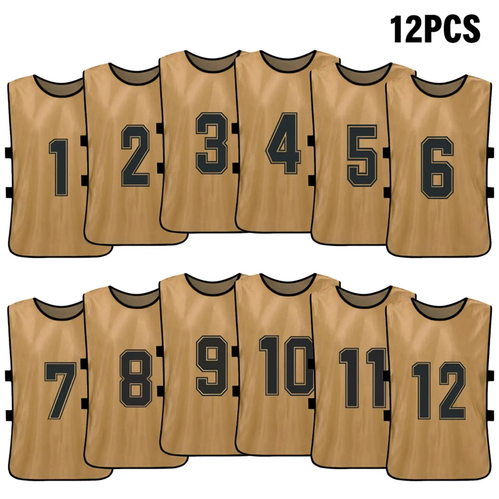 Pinnies de fútbol para adultos, camisetas de secado rápido, equipo deportivo de entrenamiento, Baberos numerados, chaleco deportivo de práctica, 6/12 piezas