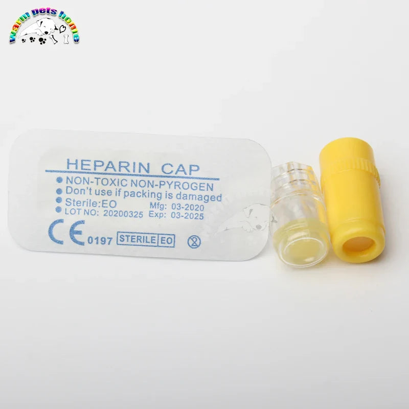 100 Uds. Gorro Heparin estéril IV cánula gorros Heparin para animales de compañía perro gato suministros veterinarios