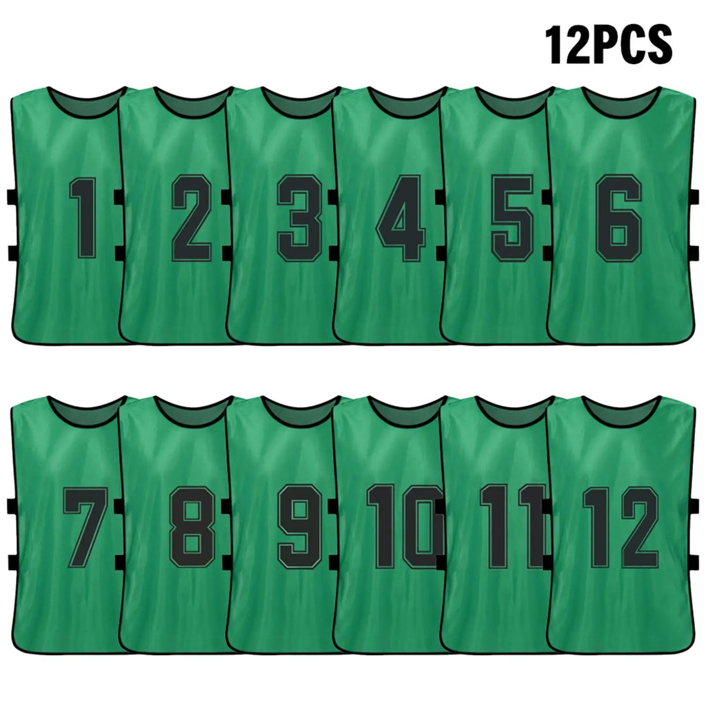 Pinnies de fútbol para adultos, camisetas de secado rápido, equipo deportivo de entrenamiento, Baberos numerados, chaleco deportivo de práctica, 6/12 piezas