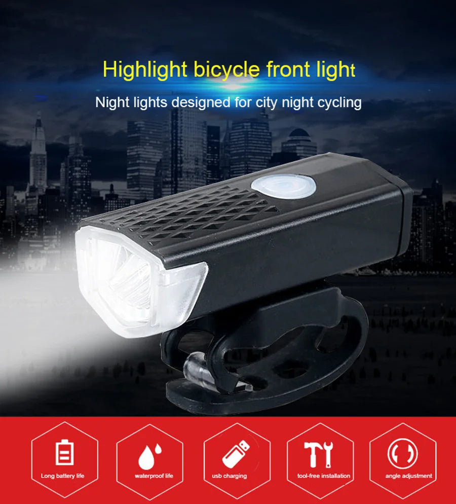 Juego de luces delanteras para bicicleta con luz trasera, recargable por USB, fácil de instalar, 3 modos, accesorios para bicicleta de carretera MTB