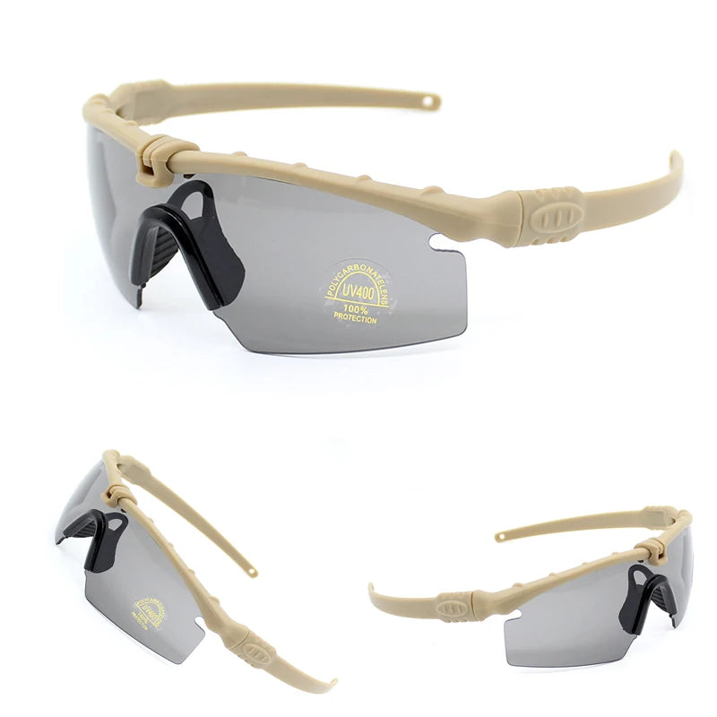 Gafas Tácticas para Exteriores con Protección UV400, Gafas de Seguridad para Tiro con Pistola de Aire, Gafas de Sol Deportivas Polarizadas para Caza