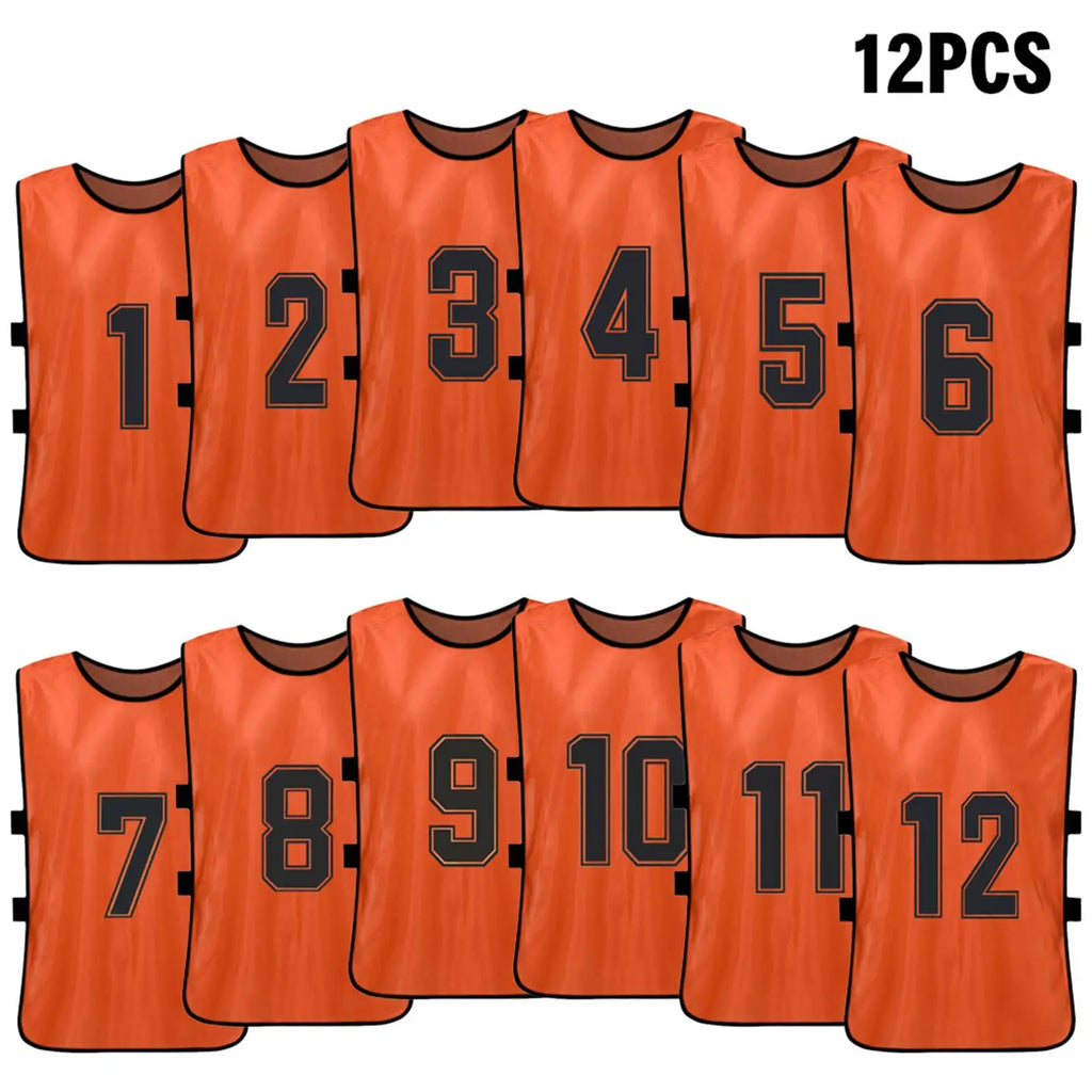 Pinnies de fútbol para adultos, camisetas de secado rápido, equipo deportivo de entrenamiento, Baberos numerados, chaleco deportivo de práctica, 6/12 piezas