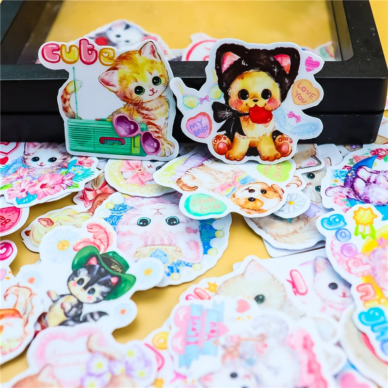Pegatinas de dibujos animados de perro para manualidades, pegatinas de decoración de diario, álbum de recortes, suministros bonitos de papelería, 40 piezas