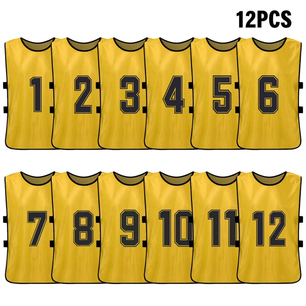 Pinnies de fútbol para adultos, camisetas de secado rápido, equipo deportivo de entrenamiento, Baberos numerados, chaleco deportivo de práctica, 6/12 piezas
