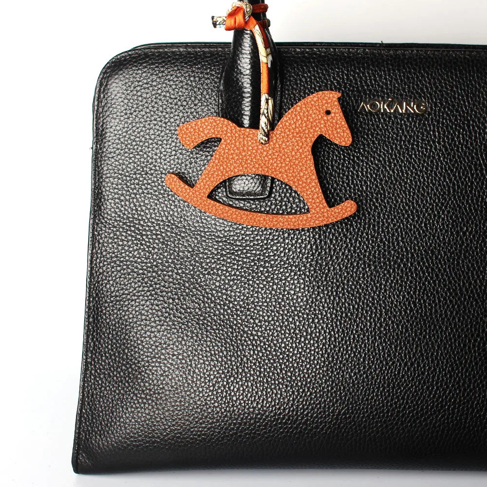 Llavero con doble cara de piel auténtica de grano completo de cocodrilo, gato de la suerte, cachorro, perro, caballo, mochila, colgante, Animal, bolso de mujer