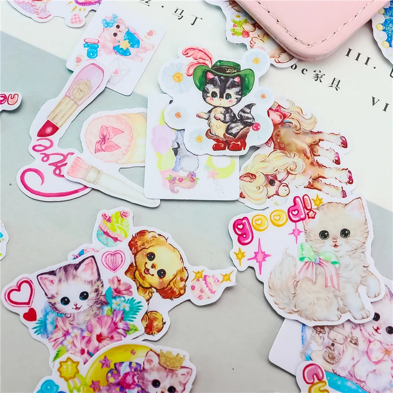 Pegatinas de dibujos animados de perro para manualidades, pegatinas de decoración de diario, álbum de recortes, suministros bonitos de papelería, 40 piezas
