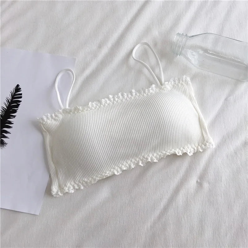 Sujetador de algodón para mujer, Top de tubo para mujer, ropa interior con tirantes, camiseta sin mangas hermosa, sujetador cómodo sin costuras, Sujetador deportivo, Tops de encaje
