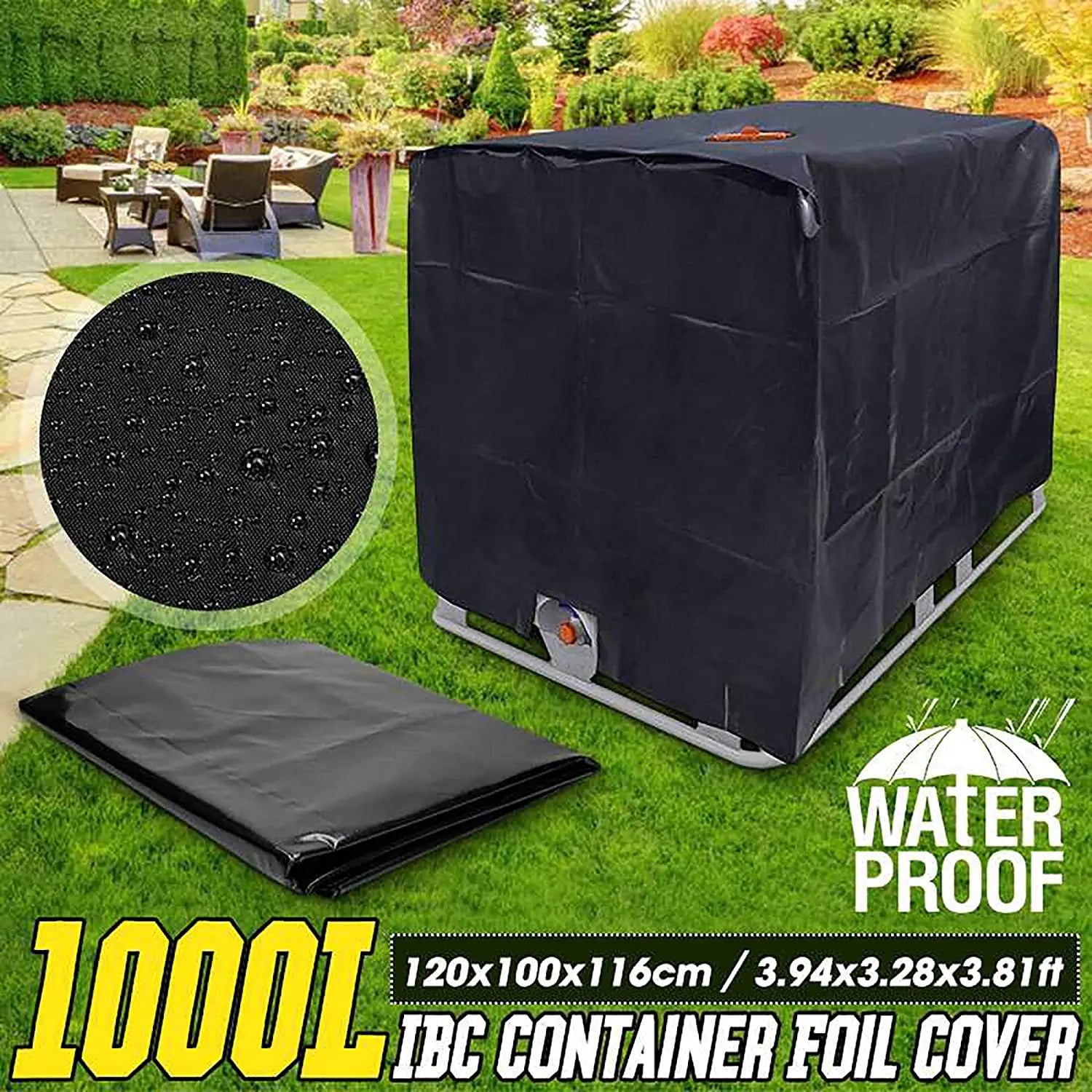 Cubierta de tanque IBC para jardín al aire libre, cubierta impermeable de 1000 litros, contenedor de agua de lluvia IBC, barril de tonelada, lámina protectora solar, cubiertas antipolvo