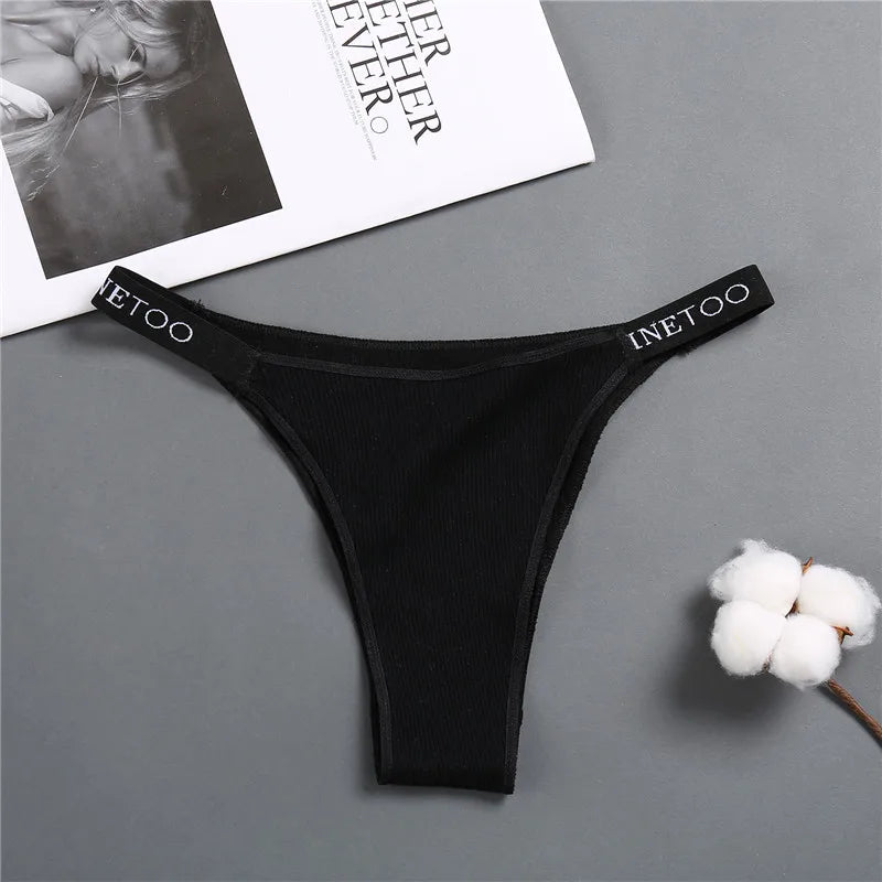 5 unids/set de lencería Sexy para mujer, bragas de algodón con letras Finetoo, calzoncillos femeninos de cintura baja, ropa interior cómoda, ropa interior íntima para mujer