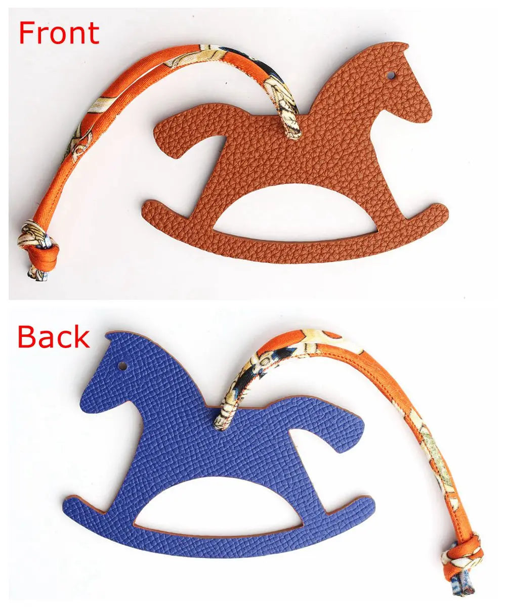 Llavero con doble cara de piel auténtica de grano completo de cocodrilo, gato de la suerte, cachorro, perro, caballo, mochila, colgante, Animal, bolso de mujer