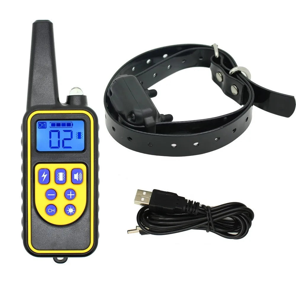 Collar de entrenamiento para perros y mascotas de 800M, pitido remoto, vibración, choque, recargable, impermeable, entrenador de mascotas, parada antiladridos para 3 perros