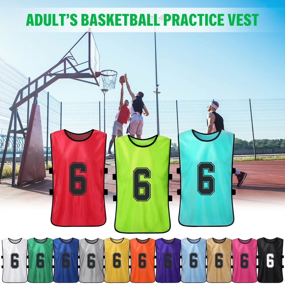 Pinnies de fútbol para adultos, camisetas de secado rápido, equipo deportivo de entrenamiento, Baberos numerados, chaleco deportivo de práctica, 6/12 piezas