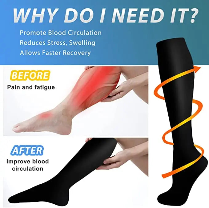 1 par de calcetines de compresión calcetines deportivos medias de enfermería médica previenen las venas varicosas calcetines embarazo enfermería atlético fútbol SOX