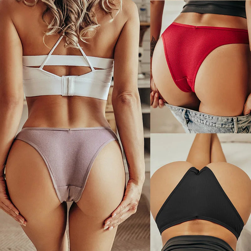 5 unids/set de bragas de lencería de algodón, ropa interior Sexy para mujer, Tangas, calzoncillos femeninos, bragas tipo Tanga, Bikini sólido de 13 colores