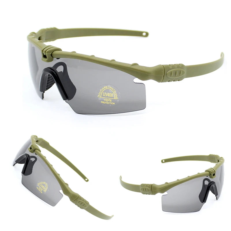 Gafas Tácticas para Exteriores con Protección UV400, Gafas de Seguridad para Tiro con Pistola de Aire, Gafas de Sol Deportivas Polarizadas para Caza