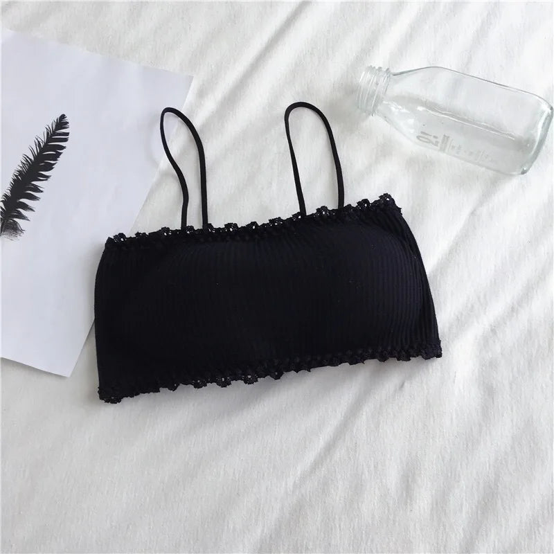 Sujetador de algodón para mujer, Top de tubo para mujer, ropa interior con tirantes, camiseta sin mangas hermosa, sujetador cómodo sin costuras, Sujetador deportivo, Tops de encaje