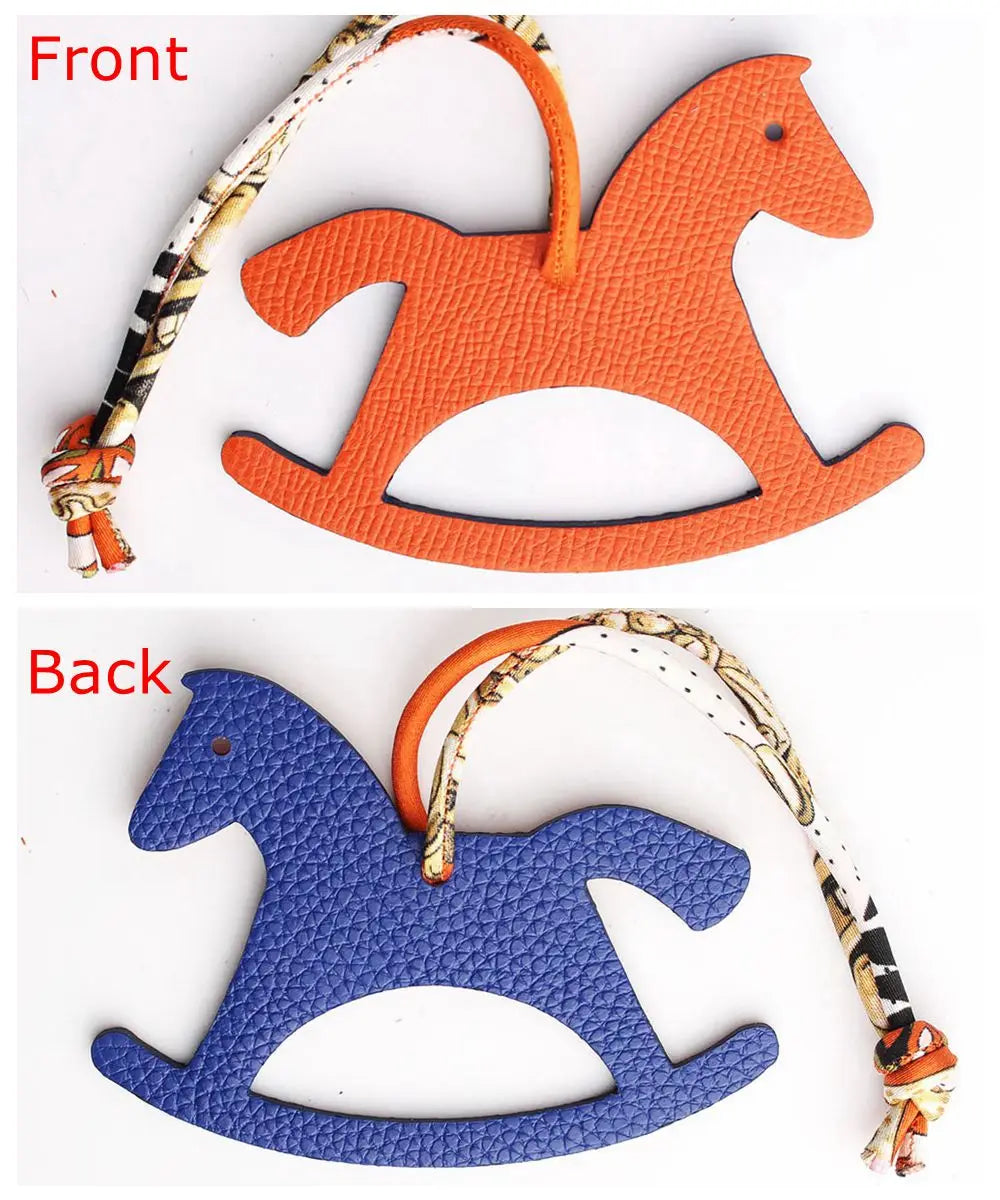 Llavero con doble cara de piel auténtica de grano completo de cocodrilo, gato de la suerte, cachorro, perro, caballo, mochila, colgante, Animal, bolso de mujer