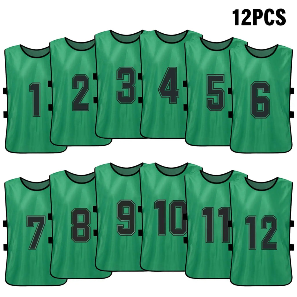 Pinnies de fútbol para adultos, camisetas de secado rápido, equipo deportivo de entrenamiento, Baberos numerados, chaleco deportivo de práctica, 6/12 piezas