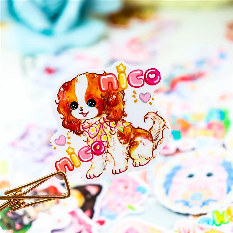 Pegatinas de dibujos animados de perro para manualidades, pegatinas de decoración de diario, álbum de recortes, suministros bonitos de papelería, 40 piezas