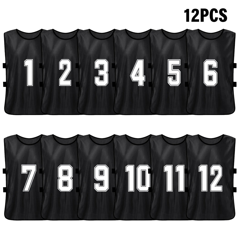 Pinnies de fútbol para adultos, camisetas de secado rápido, equipo deportivo de entrenamiento, Baberos numerados, chaleco deportivo de práctica, 6/12 piezas