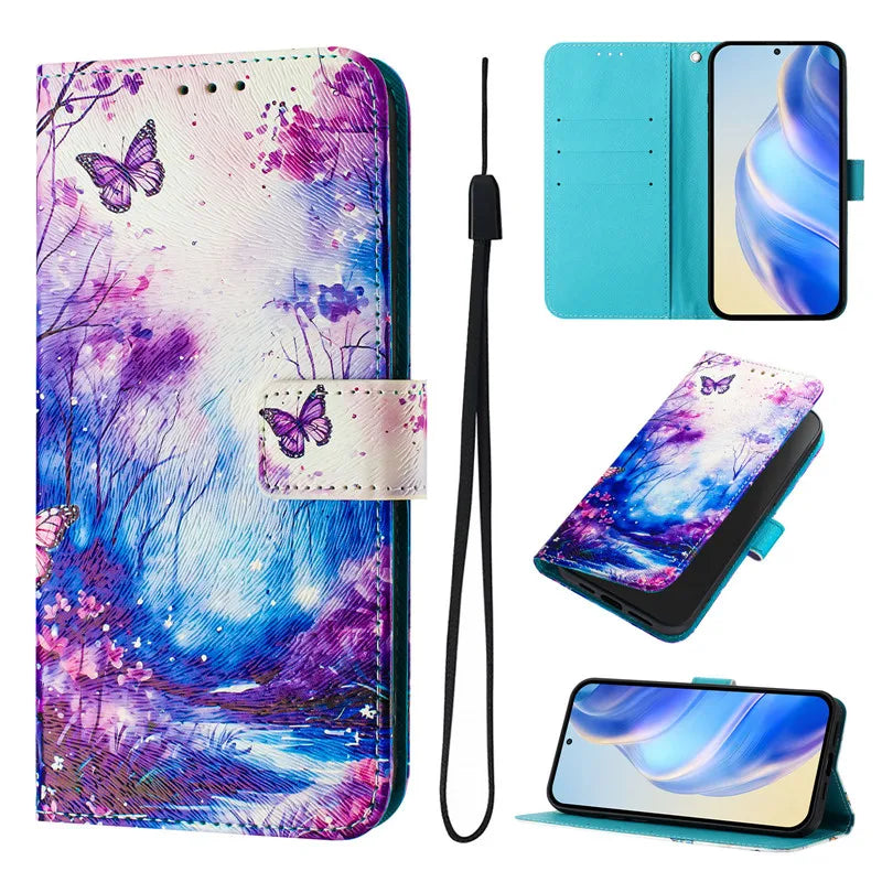 13 Funda de teléfono de cuero para iPhone 13 12 Mini 11 Pro 13Pro 12Pro Max 11Pro Coque Flip Cover Wallet fundas pintadas magnéticas gato oso