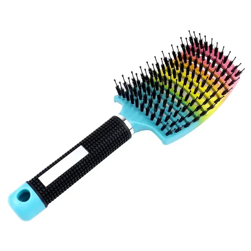 Cepillo para el cabello, cepillo para el cabello exfoliante, cerdas, peine para el cabello rizado húmedo para mujer, herramienta de peinado para salón, especial para pelucas de cabello Real