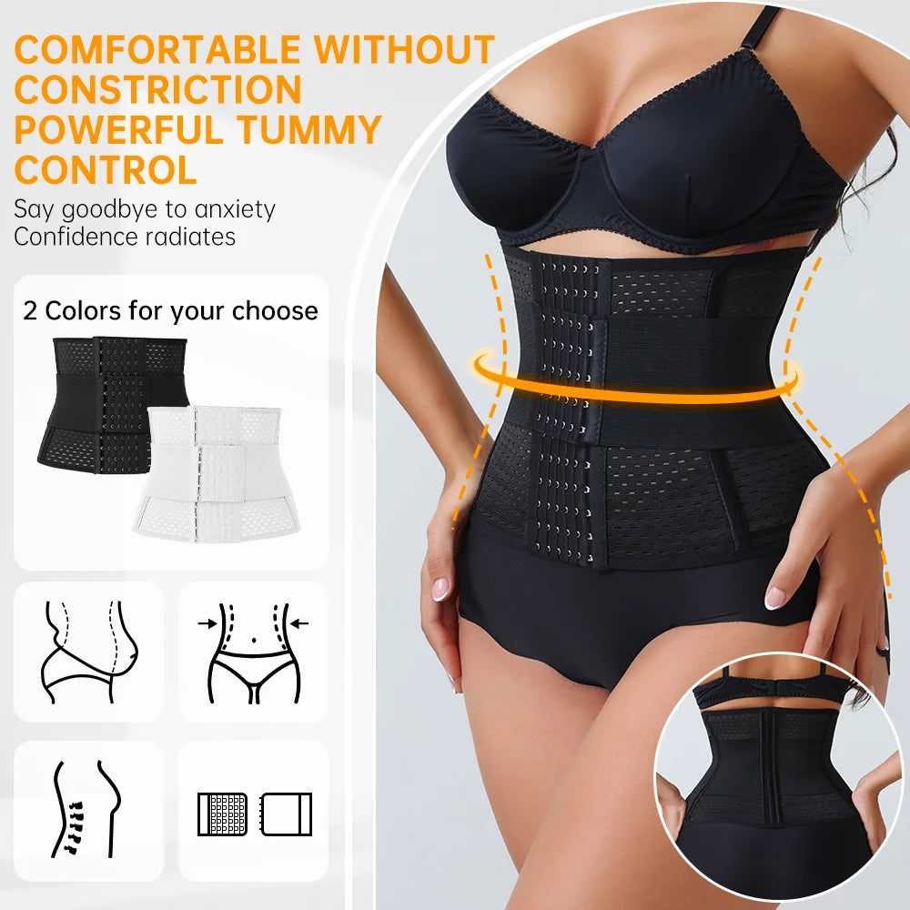 Nuevo Faja Reductora Ajustable para Mujer con Doble Cinturón de Neopreno y Cremallera, Corsé de Entrenamiento para Control Abdominal y Soporte Lumbar