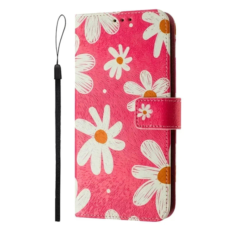 13 Funda de teléfono de cuero para iPhone 13 12 Mini 11 Pro 13Pro 12Pro Max 11Pro Coque Flip Cover Wallet fundas pintadas magnéticas gato oso