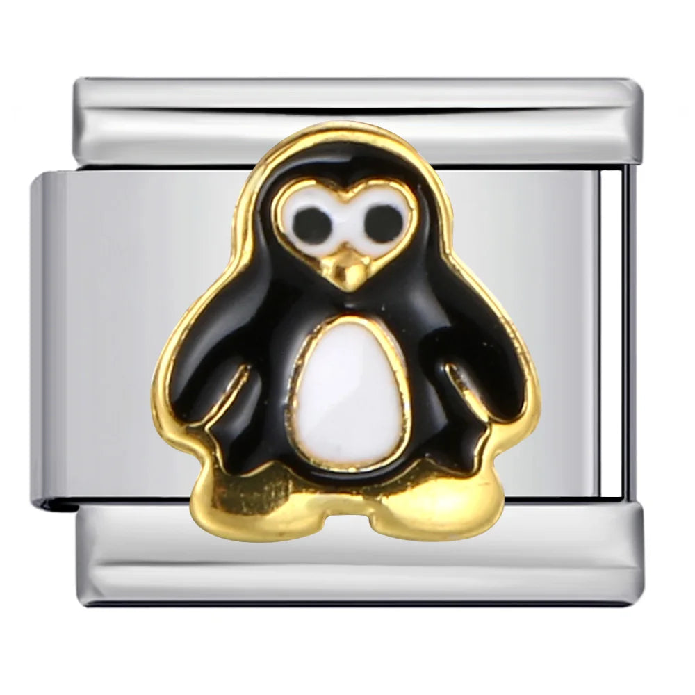 Moda Y2k lindo Kawaii Animal gato perro ballena Panda italiano encanto enlace ajuste 9mm pulsera de acero inoxidable DIY hacer cuentas de joyería