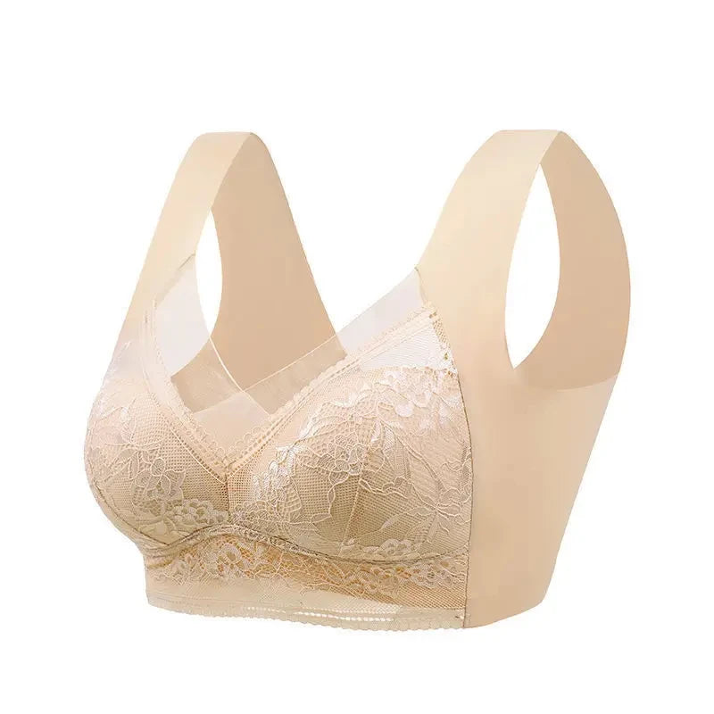 L-6L sujetador grande para mujer, Push Up de seda helada, Bralette superior sin costuras, sujetadores de encaje inalámbricos para verano, Top de talla grande, lencería, ropa interior 15019