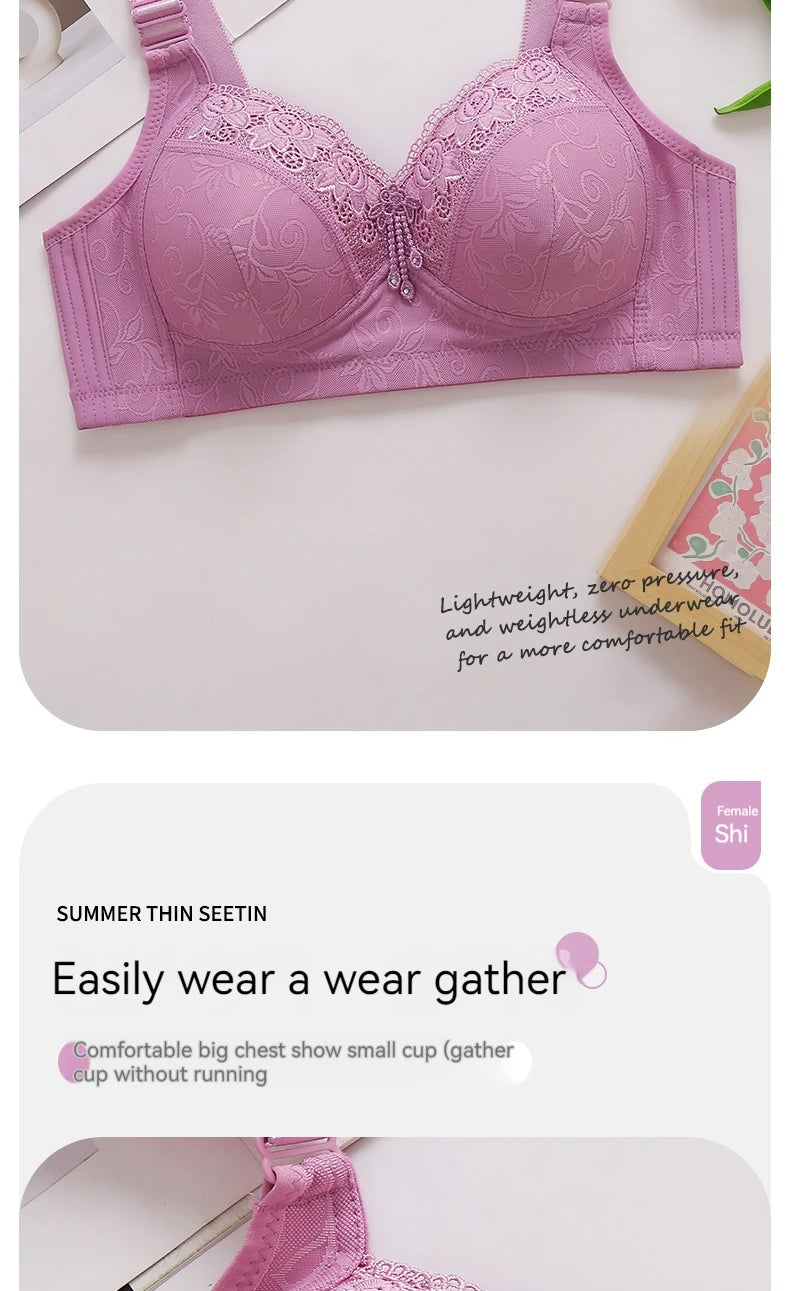 Sujetadores de encaje para mujer, Bralette con perspectiva ultrafina, sujetador con escote en V profundo, lencería Sexy, Tops de talla grande, ropa interior para mamá, sujetador activo