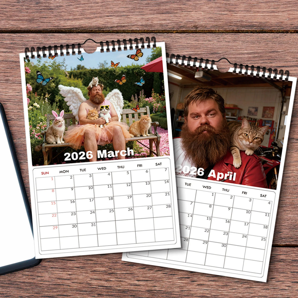 Calendario de pared con temática de Daddies de gato 2026, amantes de los gatos y entusiastas de las mascotas, Ideal para decoración del hogar y la oficina, calendario de pared divertido, 1 ud.