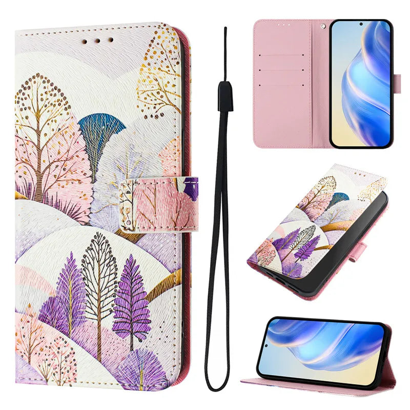 13 Funda de teléfono de cuero para iPhone 13 12 Mini 11 Pro 13Pro 12Pro Max 11Pro Coque Flip Cover Wallet fundas pintadas magnéticas gato oso