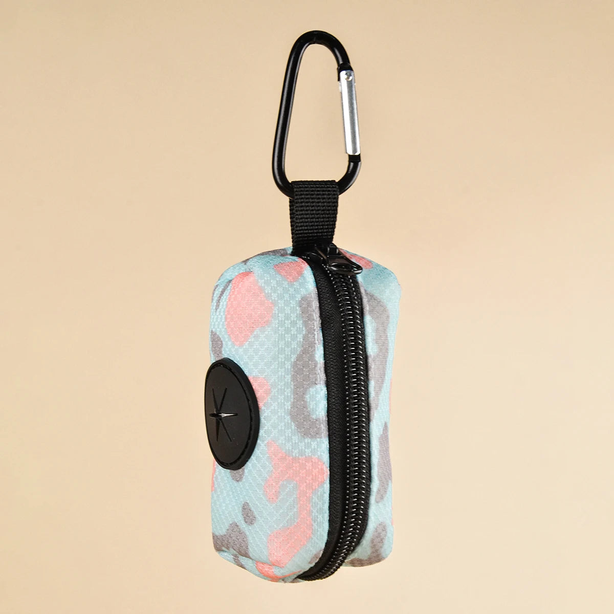 Dispensador de soporte para bolsa de excrementos de mascotas, diseño bonito con estampado abstracto, sin bolsa y correas para excrementos, se puede conectar con cualquier correa para perros