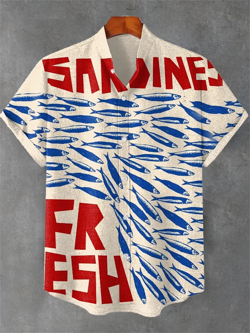 Novedad de verano para hombre, camisa de manga corta con estampado de gato artístico, camisa de manga corta de lino Vintage para hombre, Top informal